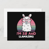 Carte Postale Cadeau de 28 ans Llamazing 28e anniversaire Llama (Devant / Derrière)