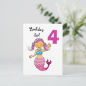 Carte Postale Cadeau de 4e anniversaire pour une fille, mignonne (Debout devant)