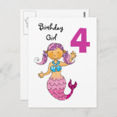 Carte Postale Cadeau de 4e anniversaire pour une fille, mignonne (Devant / Derrière)
