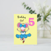 Carte Postale Cadeau de 5e anniversaire pour une fille, ballerin (Debout devant)