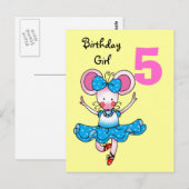 Carte Postale Cadeau de 5e anniversaire pour une fille, ballerin (Devant / Derrière)