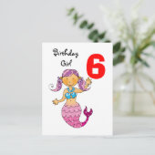 Carte Postale Cadeau de 6e anniversaire pour une fille, mignonne (Debout devant)