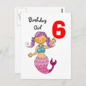 Carte Postale Cadeau de 6e anniversaire pour une fille, mignonne (Devant / Derrière)