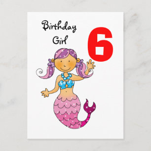 Carte Postale Cadeau de 6e anniversaire pour une fille, mignonne
