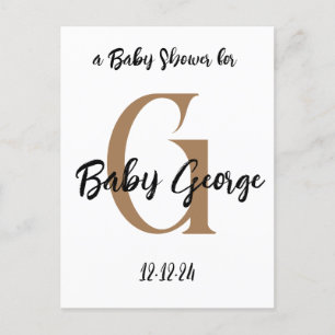 Carte Postale Cadeau de baby shower monogramme personnalisé mini