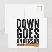 Carte Postale Cadeau de baseball drôle DOWN GOES ANDERSON ANDERS (Devant / Derrière)