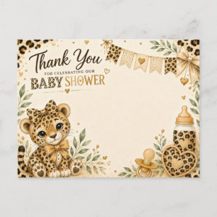 Carte Postale Cadeau de bébé léopard merci