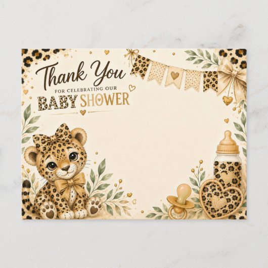 Carte Postale Cadeau de bébé léopard merci (Devant)