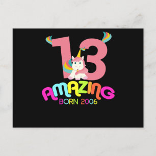 Carte Postale Cadeau de célébration d'anniversaire 13 ans Incroy