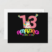 Carte Postale Cadeau de célébration d'anniversaire 13 ans Incroy (Devant / Derrière)