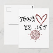 Carte Postale Cadeau de citation d'amour de boussole romantique (Devant / Derrière)