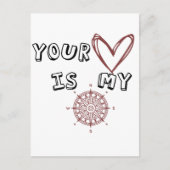 Carte Postale Cadeau de citation d'amour de boussole romantique (Devant)