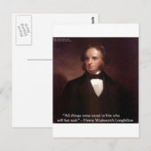 Carte Postale Cadeau de citation de sagesse de HW Longfellow "To (Devant / Derrière)