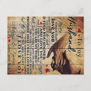 Carte Postale Cadeau de citations d'amour Cadeau pour mon mari