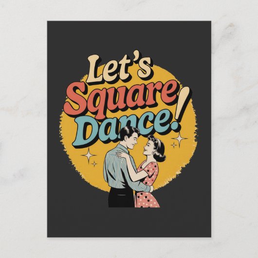 Carte Postale Cadeau de danse carrée rétro (Devant)