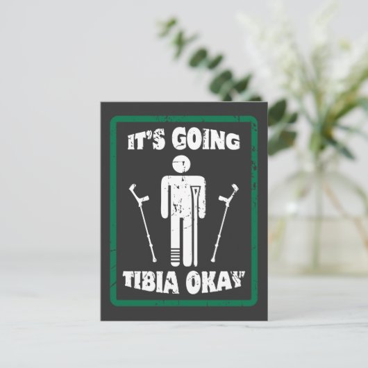 Carte Postale Cadeau de Guérison Jambe Tibia Cassée (Debout devant)