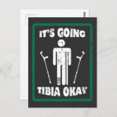 Carte Postale Cadeau de guérison Jambe Tibia cassée (Devant / Derrière)