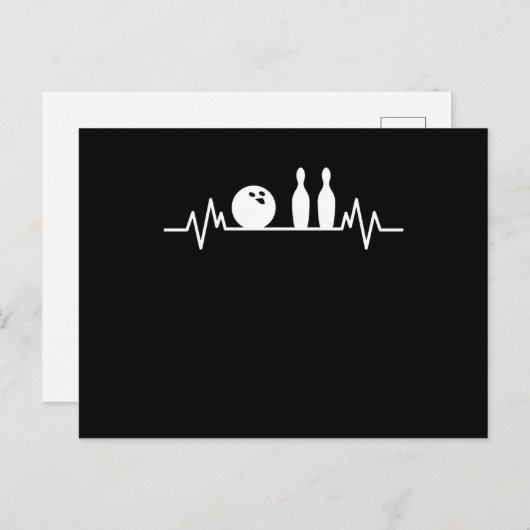 Carte Postale Cadeau de joueur de quilles de rythme cardiaque de (Devant / Derrière)