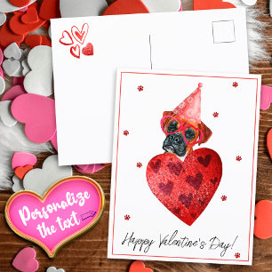 Carte Postale Cadeau de la Saint-Valentin Boxer Chien