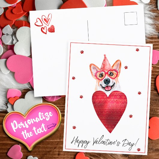 Carte Postale Cadeau de la Saint-Valentin Corgi Chien