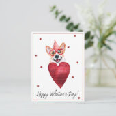 Carte Postale Cadeau de la Saint-Valentin Corgi Chien (Debout devant)