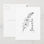 Carte Postale Cadeau de naissance personnalisé de Delphinium de (Devant / Derrière)