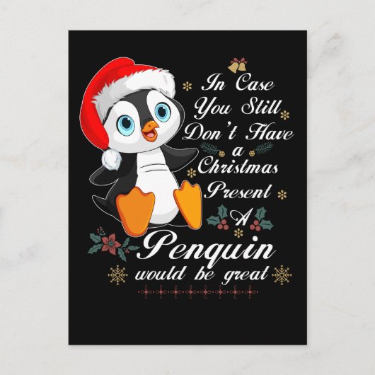 Carte Postale Cadeau de Noël Pingouin de Noël Pingouin mignon (Devant)