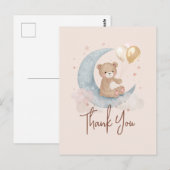 Carte Postale Cadeau de remerciement pour Baby Shower Ours en pe (Devant / Derrière)