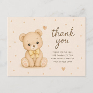 Carte Postale Cadeau de remerciement pour Baby Shower Ourson noe
