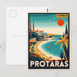 Carte Postale cadeau de vacances vintage Protaras chypre sur la 