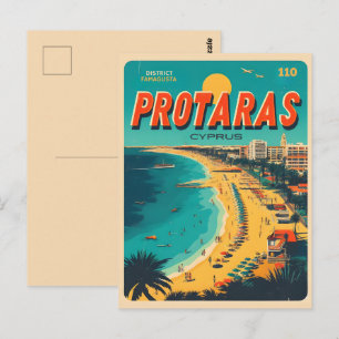 Carte Postale cadeau de vacances vintage Protaras chypre sur la 