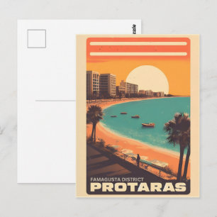 Carte Postale cadeau de vacances vintage Protaras chypre sur la 