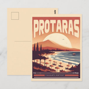 Carte Postale cadeau de vacances vintage Protaras chypre sur la 