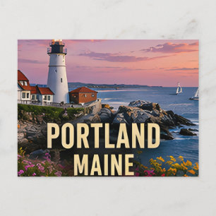 Carte Postale Cadeau de voyage côtier du phare de Portland Maine