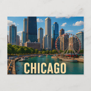 Carte Postale Cadeau de voyage sur le front de mer de Chicago Il