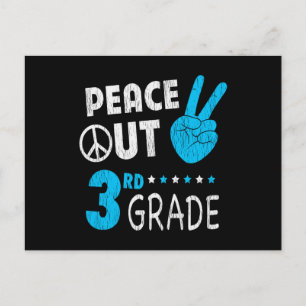 Carte Postale Cadeau d'élève de rentrée en 3e année Peace Out