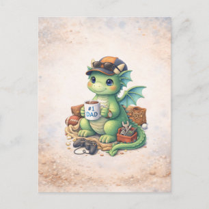 Carte Postale Cadeau drôle de Fête des Pères pour papa dragon