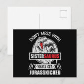 Carte Postale Cadeau drôle de sœur Sistersaurus (Devant / Derrière)