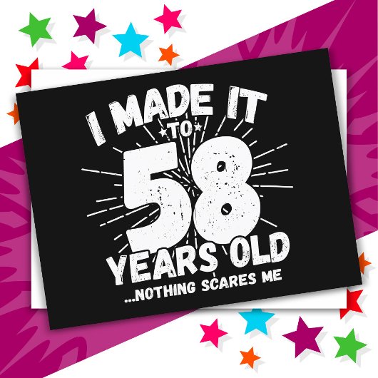 Carte Postale Cadeau drôle et sarcastique pour 58 ans