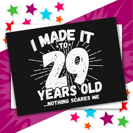 Carte Postale Cadeau drôle et sarcastique pour les 29 ans