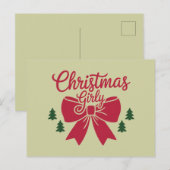 Carte Postale Cadeau Esthétique Pour Elle De Noël Girly Tree Bow (Devant / Derrière)