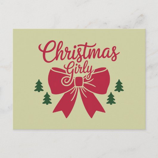 Carte Postale Cadeau Esthétique Pour Elle De Noël Girly Tree Bow (Devant)