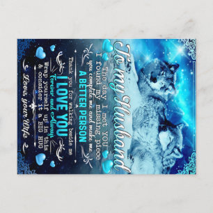 Carte Postale Cadeau loup pour mon mari, Cadeau d'anniversaire p
