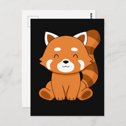 Carte Postale Cadeau Panda Rouge Enfants Femmes Kawaii Panda Rou (Devant / Derrière)