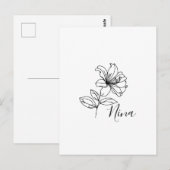 Carte Postale Cadeau personnalisé de la fleur de naissance du ch (Devant / Derrière)