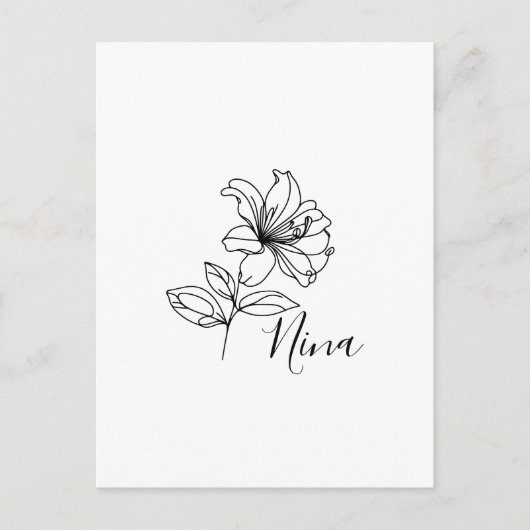 Carte Postale Cadeau personnalisé de la fleur de naissance du ch (Devant)