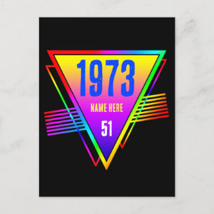 Carte Postale Cadeau personnalisé de nom d'année rétro moderne p