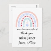 Carte Postale Cadeau personnalisé de remerciement pour l'enseign (Devant / Derrière)