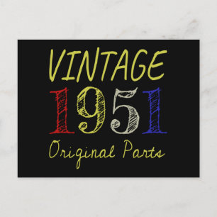 Carte Postale Cadeau pour 70e Anniversaire Vintage 1951 Pièces d