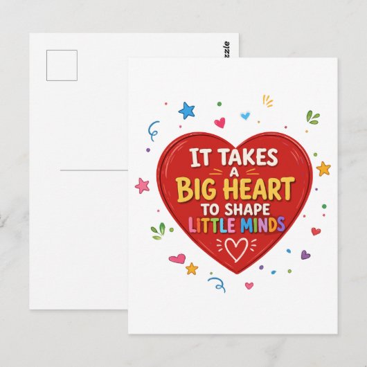 Carte Postale Cadeau pour Enseignant Forme de Coeur Géant Petits (Devant / Derrière)